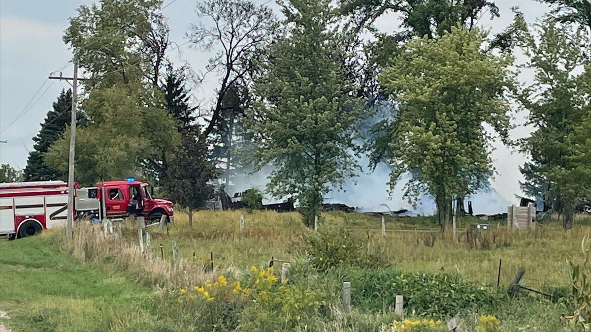 Remains of a structure fire outside of Coggon on Saturday, Sept. 17, 2022.
