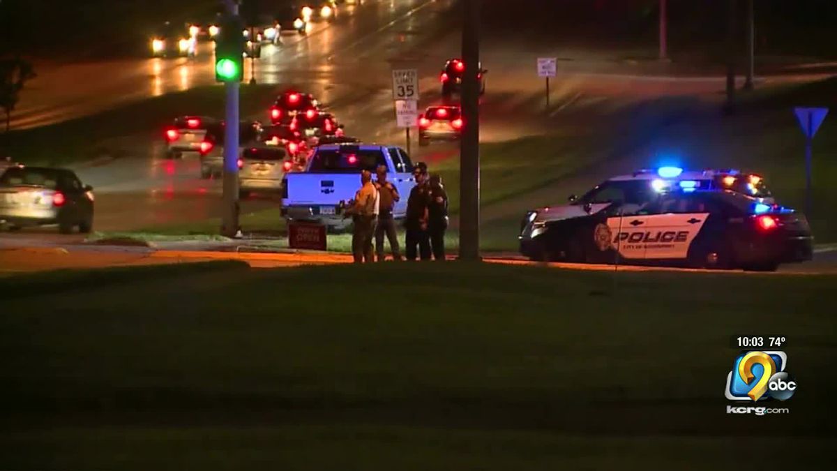 Law enforcement officials in Davenport enforce a curfew on Sunday, May 31, 2020.