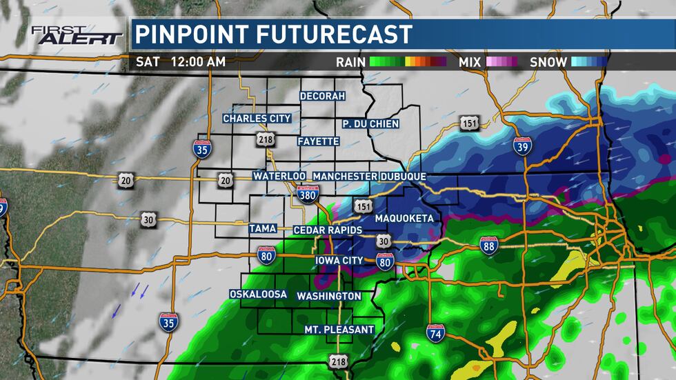 Wintry mix develops, changing to wet snow before ending