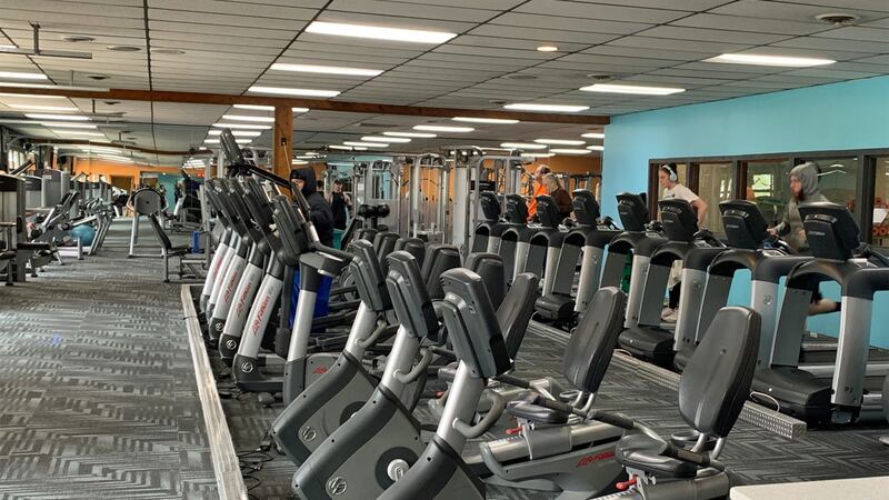 Gym members exercise at Custom Fitness in Cedar Rapids on May 11, 2020. (Mary Green/KCRG)