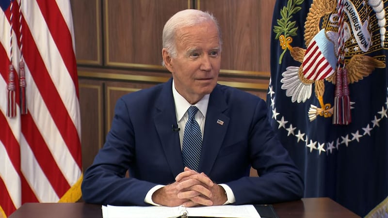 President Joe Biden is shown at the White House.