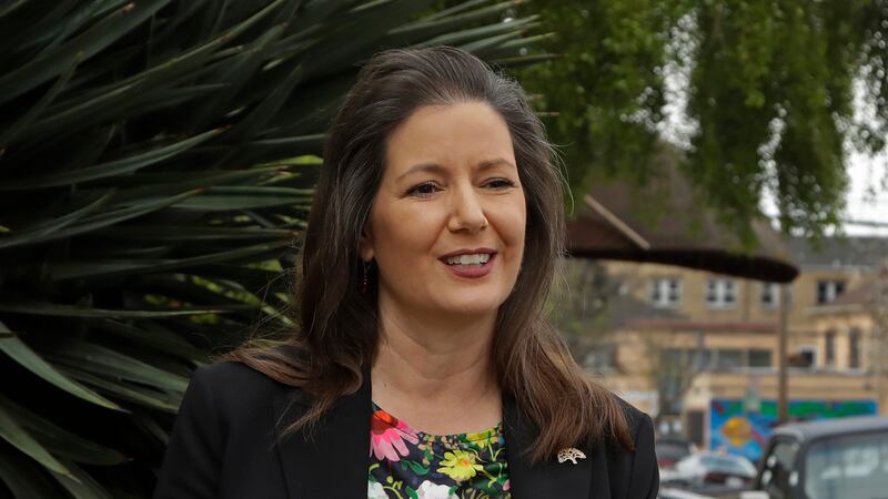 FILE - In this April 10, 2020, file photo, Oakland Mayor Libby Schaaf speaks at a media...