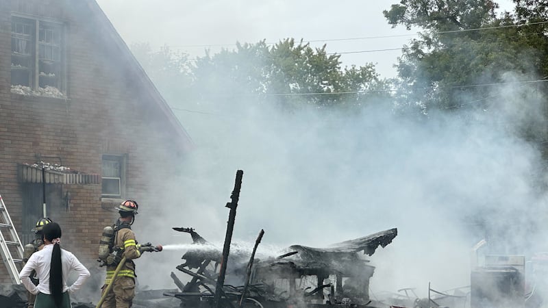 Firefighters tackling a garage fire in East Moline. (FILE)