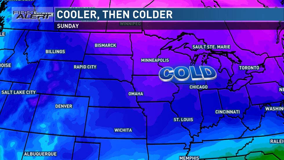 Mild on Sunday, but cooler temperatures and rain are on the way