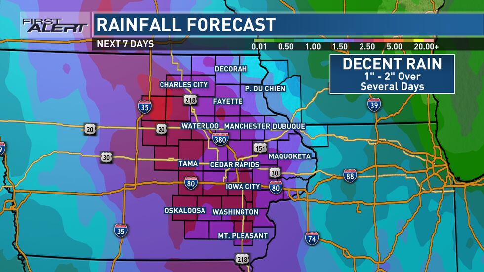 Some scattered showers are expected Friday and Saturday but the bulk of our precipitation is...