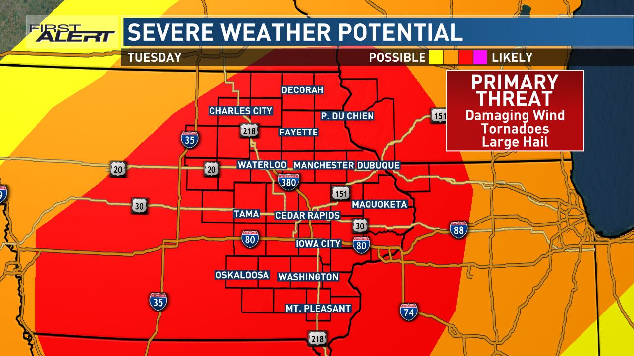 Severe storms likely at times Tuesday with rounds of thunderstorms - Vimarsana News