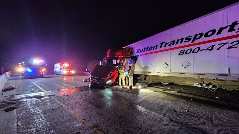 Firefighters in Independence said a semi crash on Highway 20 blocked the westbound lane on the...
