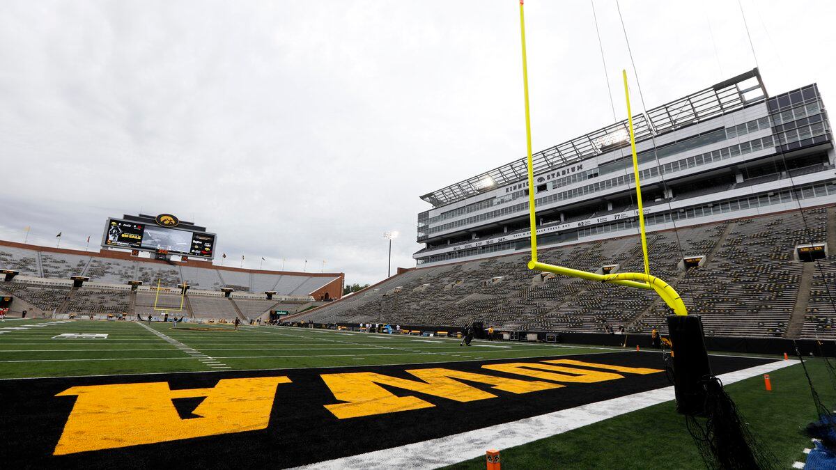 Kinnick Stadium is seen before an NCAA college football game between Iowa and Miami of Ohio,...